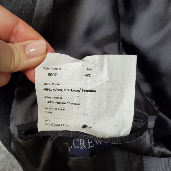 J.Crew Blazer Mens 42L Wool 3 Button Single Breasted Charcoal Sport Coat Jacket - Picture 15 of 16